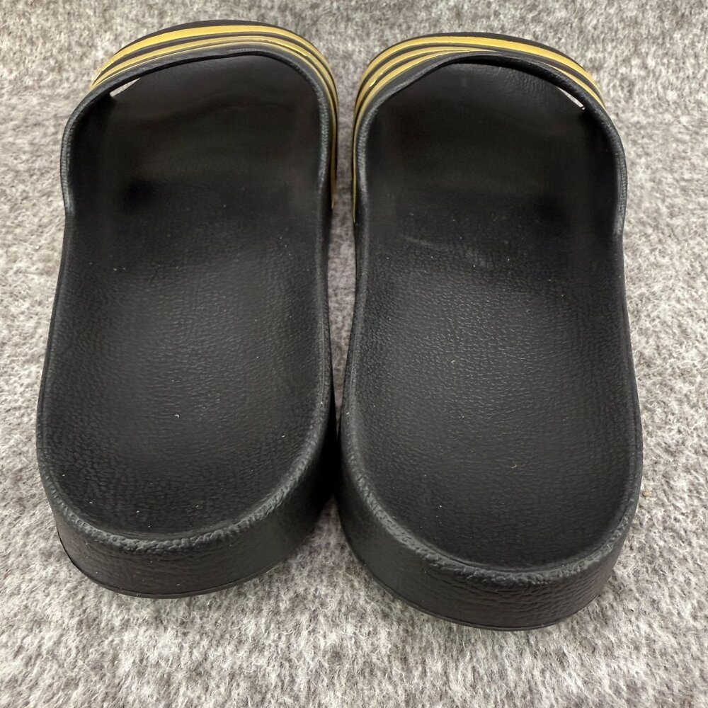✅Mens 14 Adidas Adilette Comfort Slides Sandals Lightweight Black/Gold 3-Stripe - Picture 3 of 13